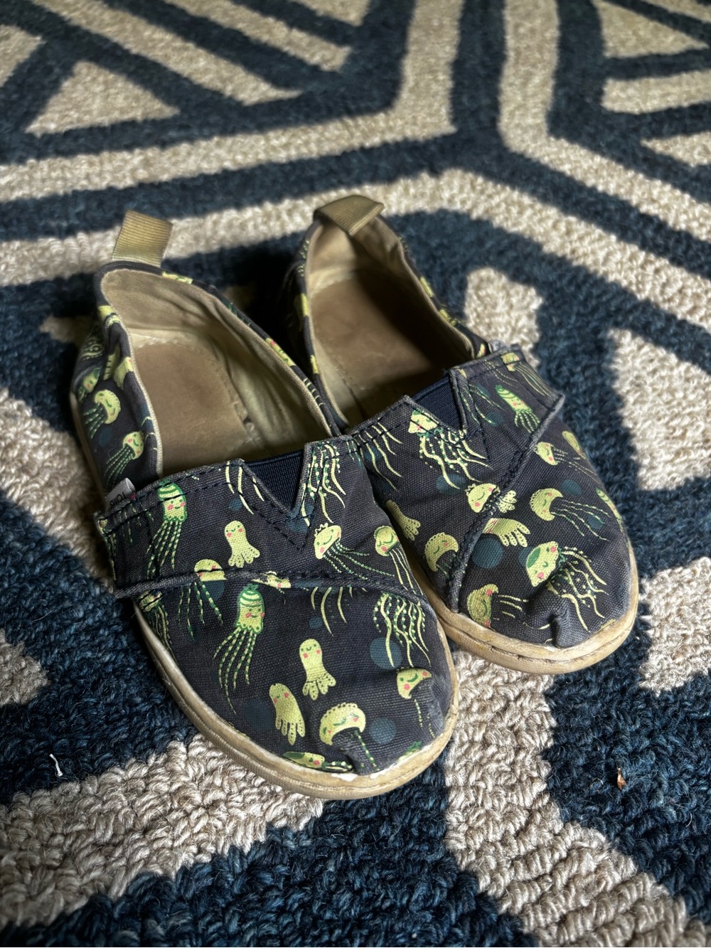 Toms Kids Jellyfish Slip-On Shoes - Black and Neon Green